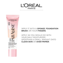 L'Oreal Paris moisturizer dispensed drop illustrating light coverage