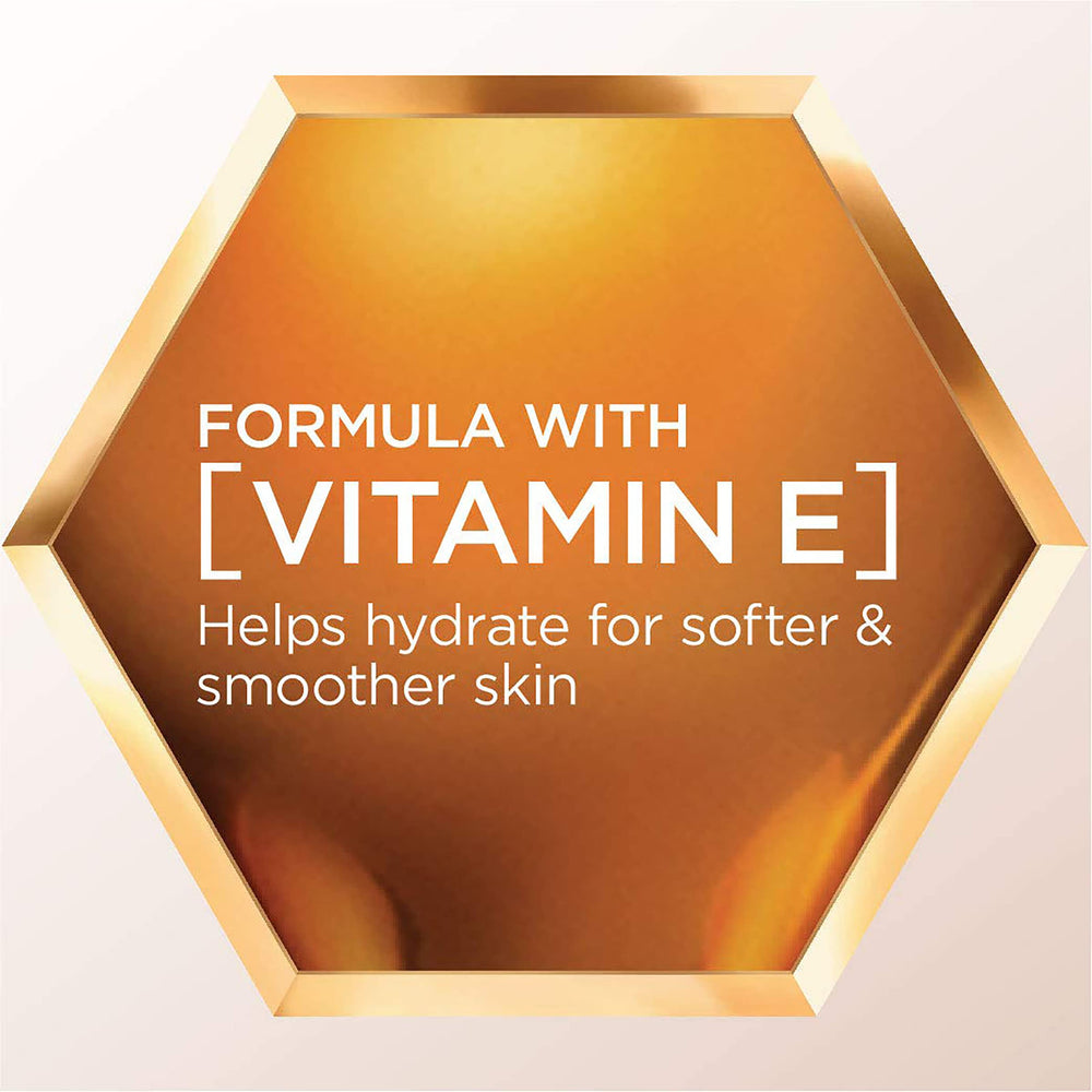 L'Oreal Paris label highlighting Vitamin E to indicate skin-conditioning benefit