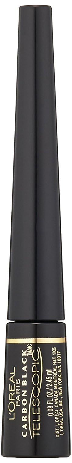 L'Oreal Paris eyeliner swatch on skin showing intense carbon black