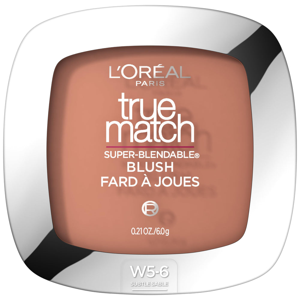 L'Oreal Paris front packaging showing compact and shade Subtle Sable benefit: easy identification