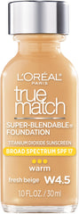 L'Oreal Paris front bottle showing Fresh Beige W4.5 and natural finish benefits