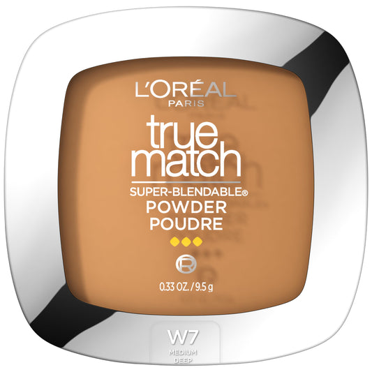 L'Oreal Paris compact front view showing shade and sleek case, easy carry benefit