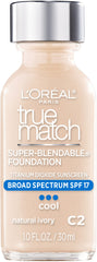 L'Oreal Paris front packaging showing Natural Ivory C2 and shade benefit