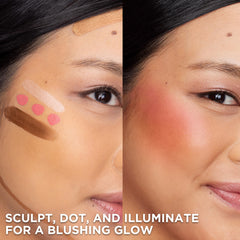 L'Oreal Paris model applying blush illustrating natural radiant finish