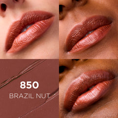 L'Oreal Paris closeup of lipstick tube texture highlighting creamy glide benefit
