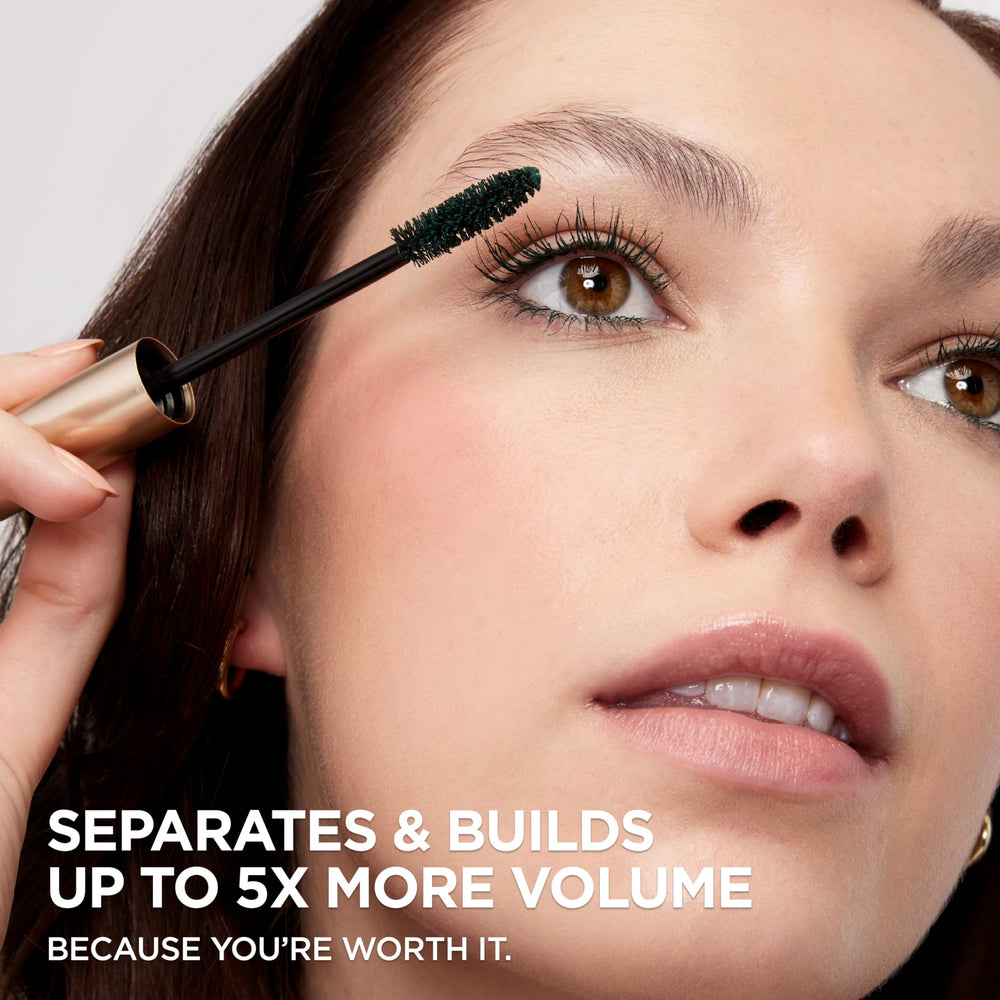 L'Oreal Paris open wand revealing applicator and product on brush for easy, even coating
