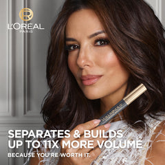 L'Oreal Paris wand texture swatch demonstrating smooth pigment for buildable volume