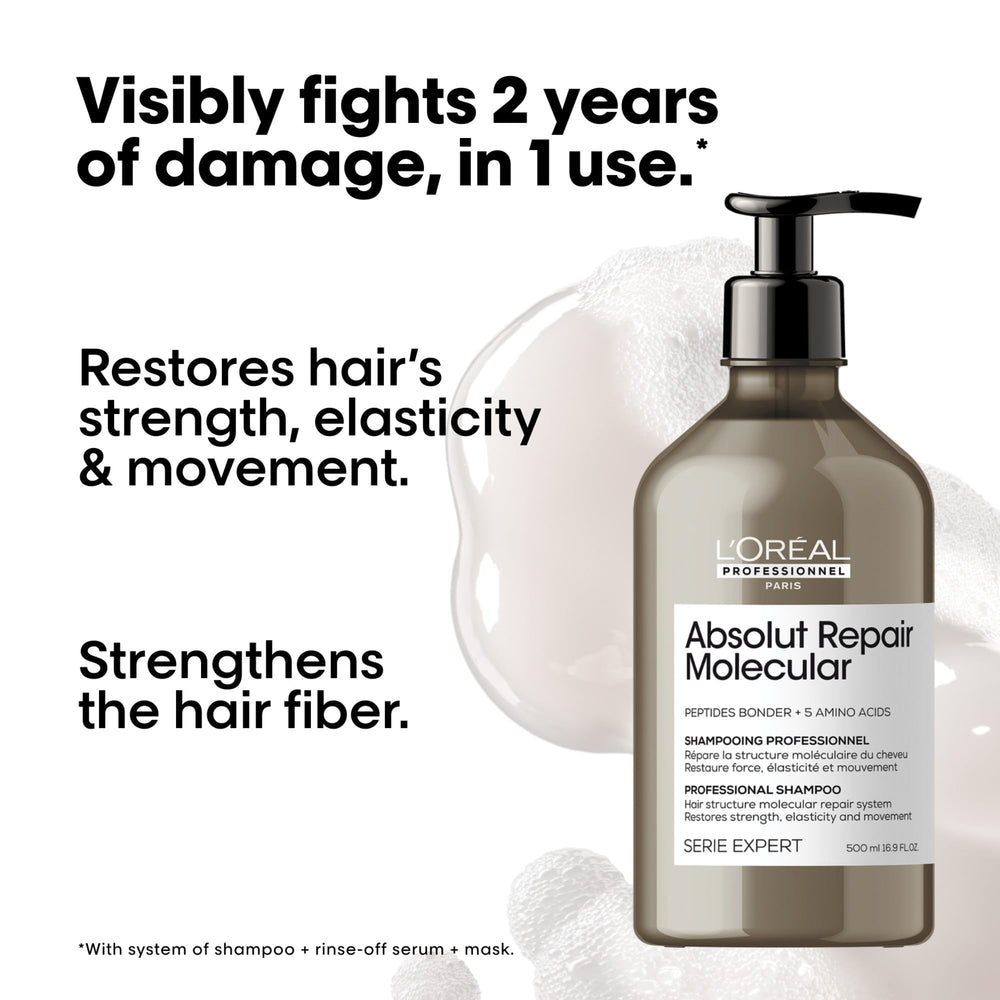 L'Oréal Professionnel Paris shampoo back label close-up with usage benefits