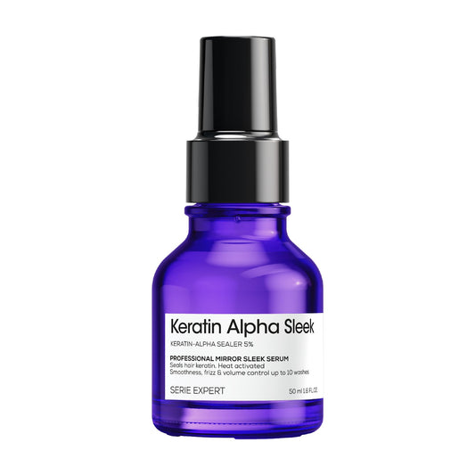 L'Oréal Professionnel Paris front bottle showing sleek serum and benefits