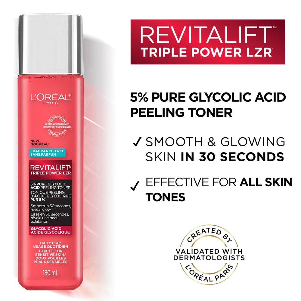 L'Oreal Paris toner back label with ingredient list and usage