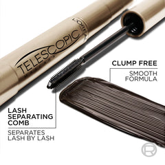 L'Oreal Paris mascara swipe on lashes showing elongated effect and definition
