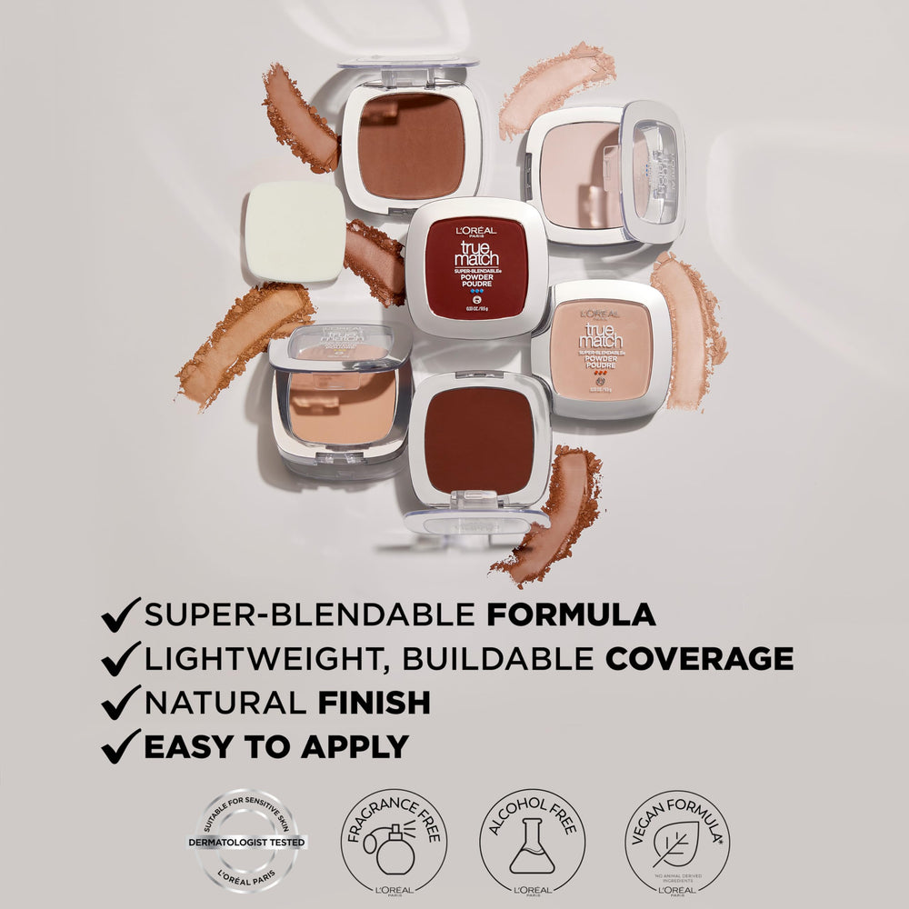 L'Oreal Paris True Match powder held in hand illustrating compact size benefit