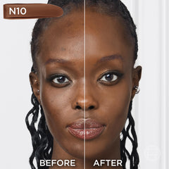 Drop of L'Oreal Paris foundation texture on skin showing blendable medium coverage