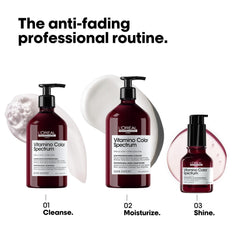 L'Oréal Professionnel styled colored hair in lifestyle shot showing glossy, vibrant finish