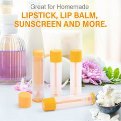LotFancy clear tube filled with tinted balm, allows quick color and level check