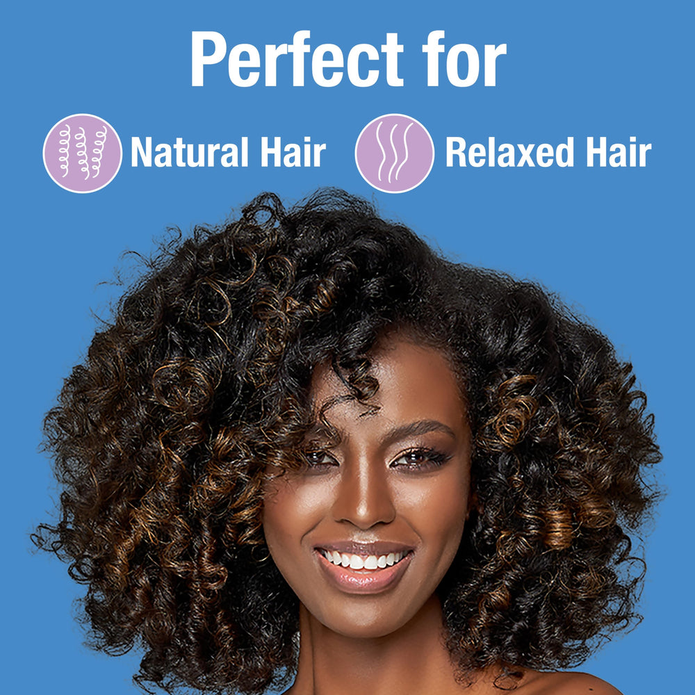 Lottabody on curly hair in use reduces tangles and enhances definition