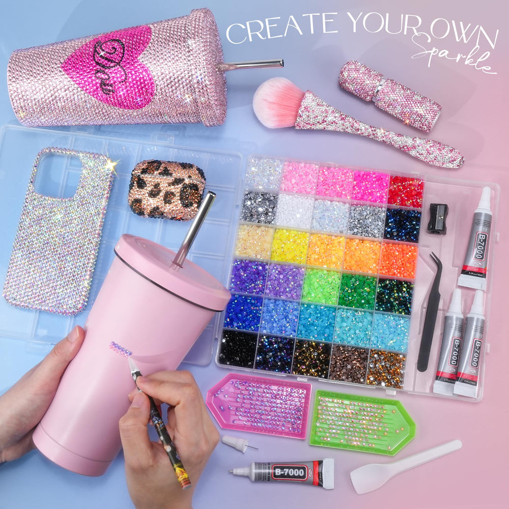 LOTWOW sorting trays filled with varied rhinestone colors for easy selection and organization