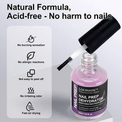 LOUINSTIC brush applying acid-free primer onto a nail for better adhesion