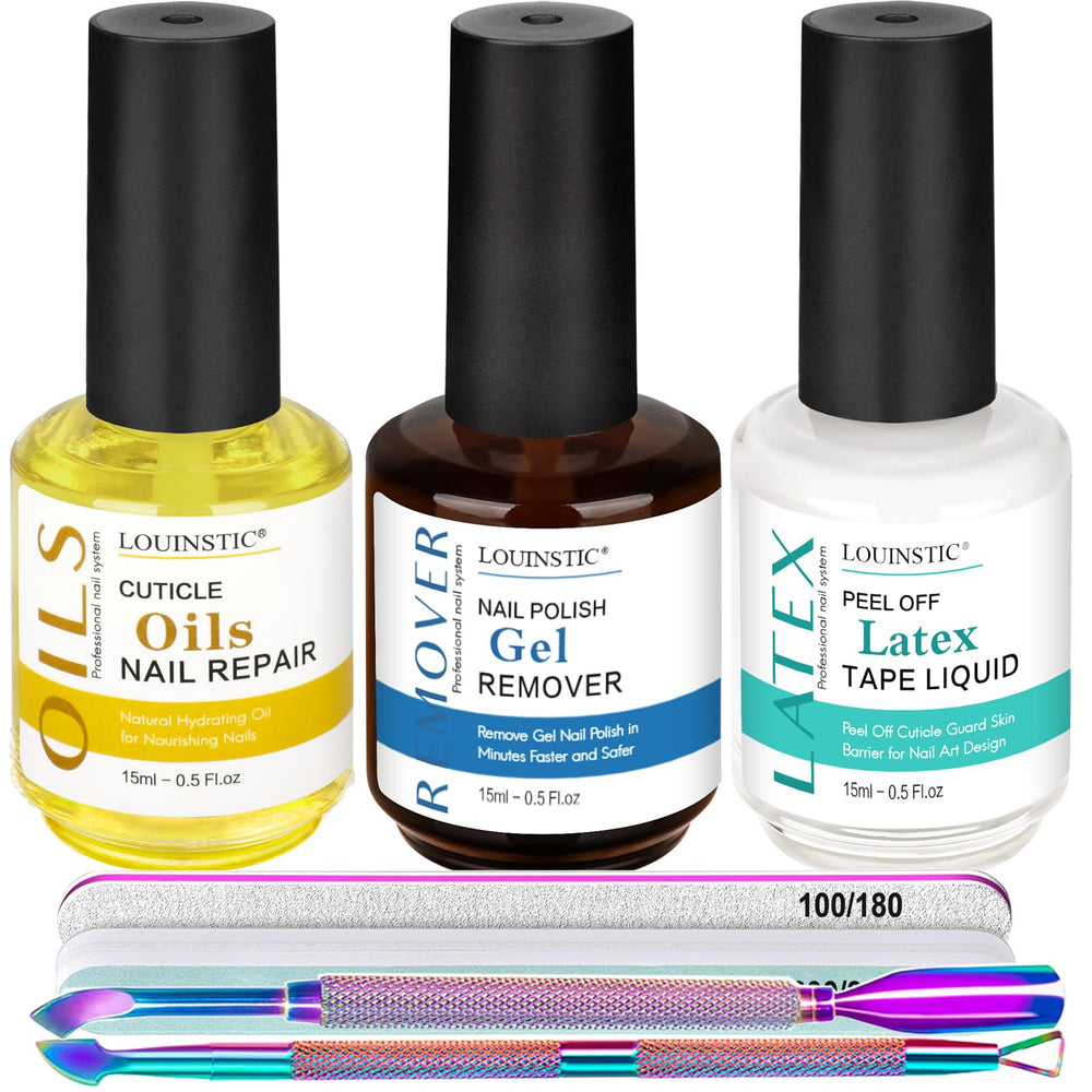 LOUINSTIC front packaging showing full remover kit, easy at-home use