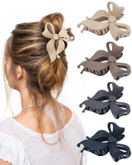 Lourny front view bow claw clip showing secure hold and stylish bow