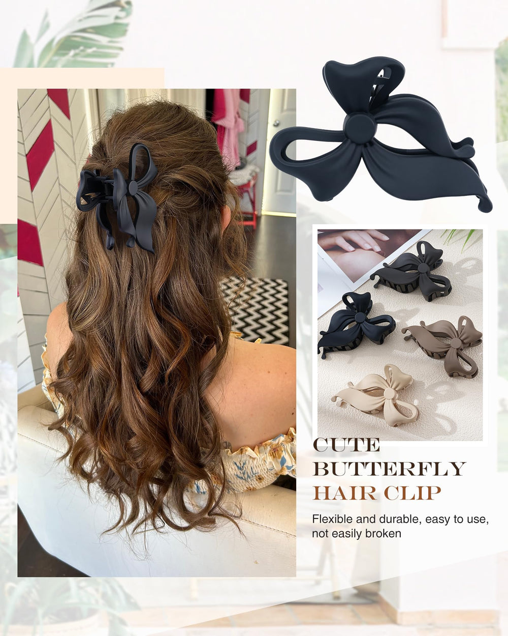Lourny in-use half-up hairstyle demonstrating reliable grip and neat look