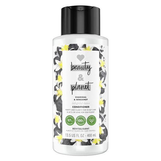 Love Beauty And Planet front bottle showing label and recycled plastic benefit