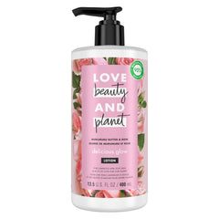 Love Beauty And Planet front packaging showing murumuru butter and rose benefits