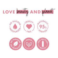 Love Beauty And Planet bottle on a bathroom vanity evoking sustainable routine benefit
