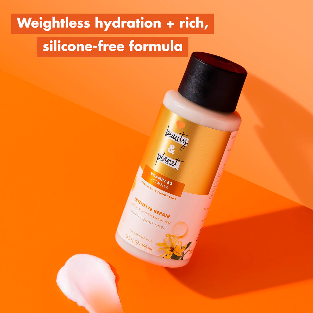 Love Beauty And Planet creamy conditioner texture close-up for rich moisture