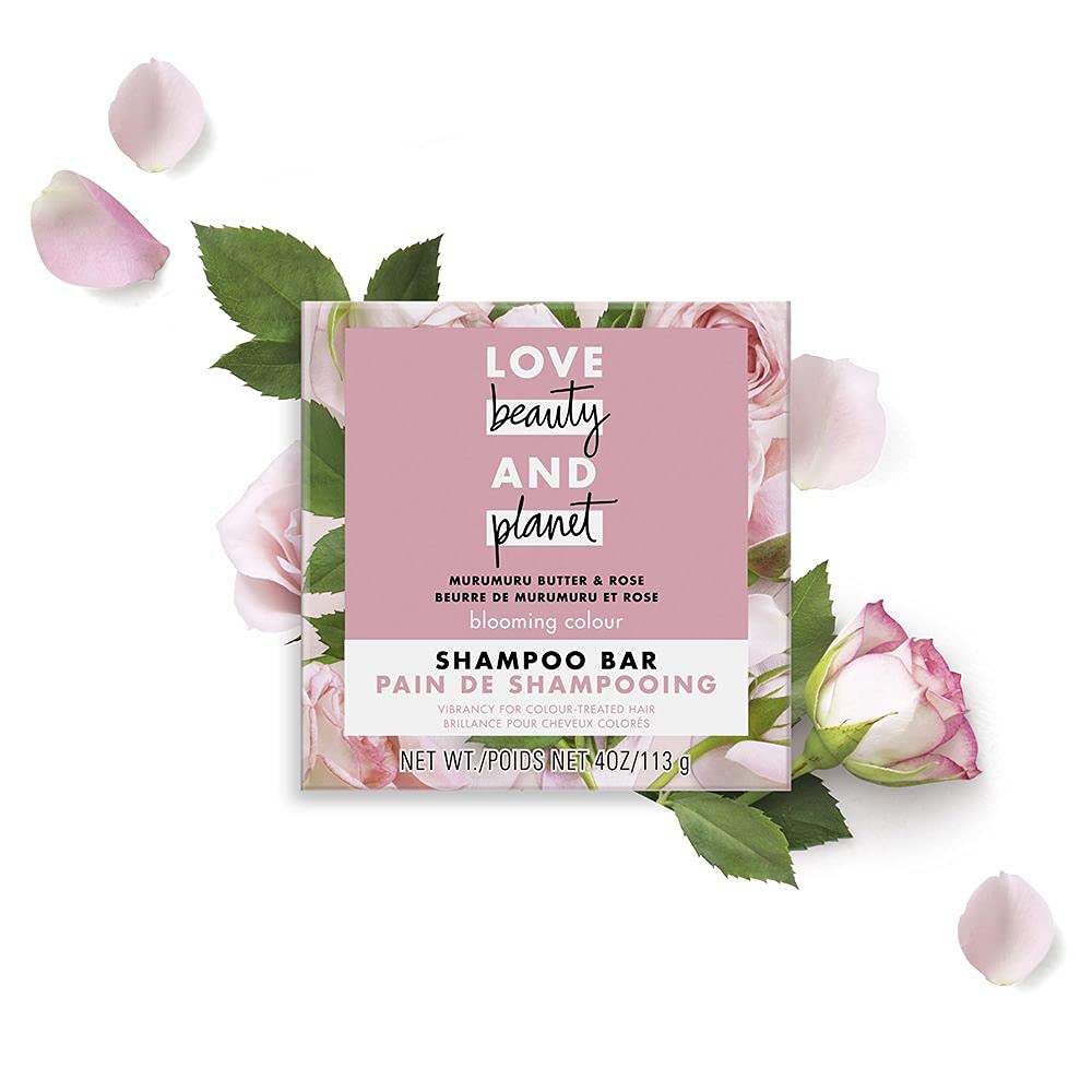 Love Beauty And Planet shampoo bar front packaging showing product benefits