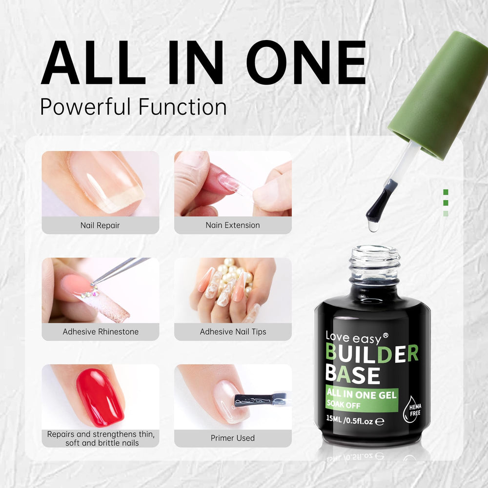 Love easy gel applied on a natural nail demonstrating ridge repair and reinforcement