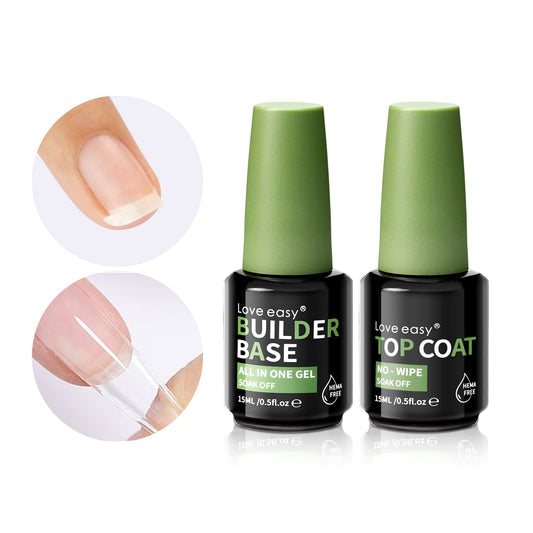 Love easy front bottle showing clean packaging and clear builder gel benefits