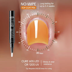 Love easy residue-free top coat pen closeup for long-lasting shine