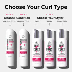Love Ur Curls before and after wavy hair comparison showing improved definition