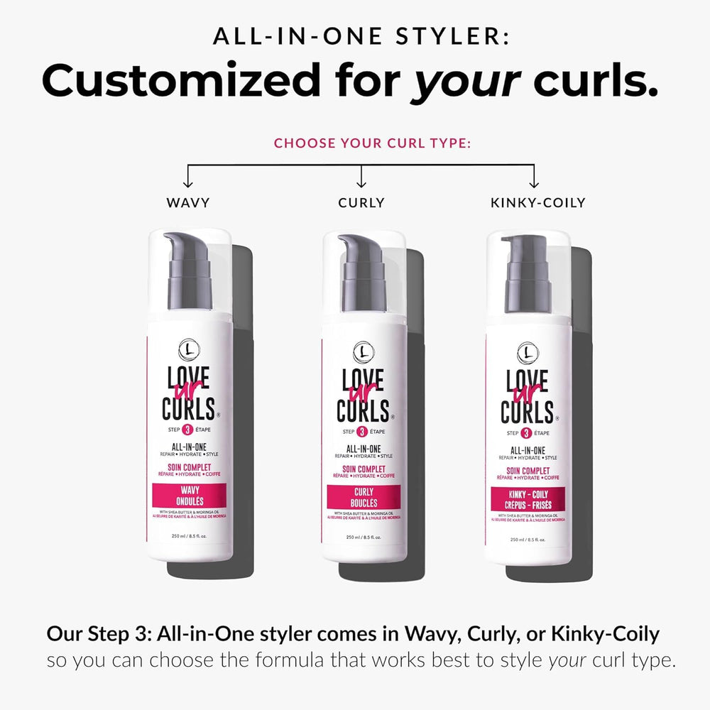 Love Ur Curls gel being scrunched into damp curls showing frizz control and definition