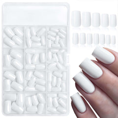 LoveOurHome front package displaying 240 white press-on nails and tools for convenience