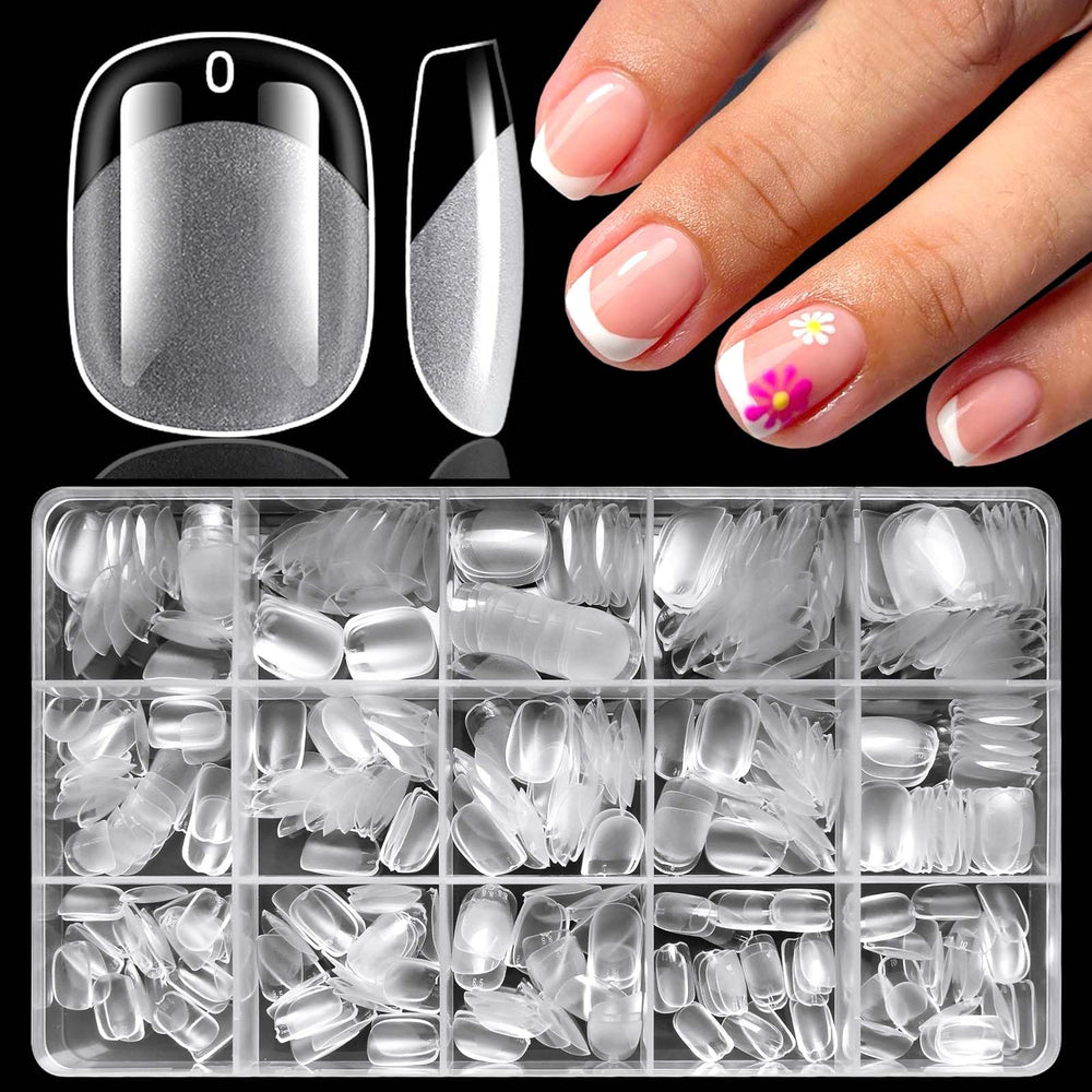 LoveOurHome front packaging showing 360 clear squoval tips and benefits