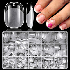 LoveOurHome front packaging showing 360 clear squoval tips and benefits