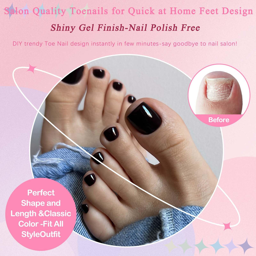 Lifestyle shot of LoveOurHome press-on toenails worn on feet, providing polished look for outings