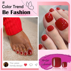LoveOurHome lifestyle image at beach wearing red press-on toenails for confident style