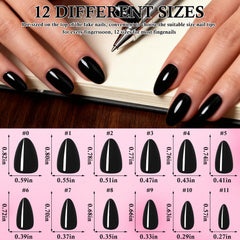 LoveOurHome layout of 12 press-on nail sizes displayed to find perfect fit quickly