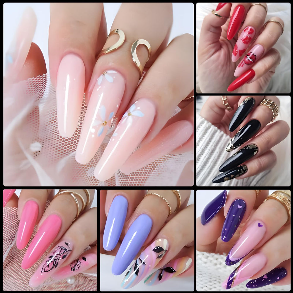 LoveOurHome size comparison on finger showing extra-long almond look benefit