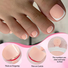 LoveOurHome layout displaying 12 sizes of press-on toes for precise fit options