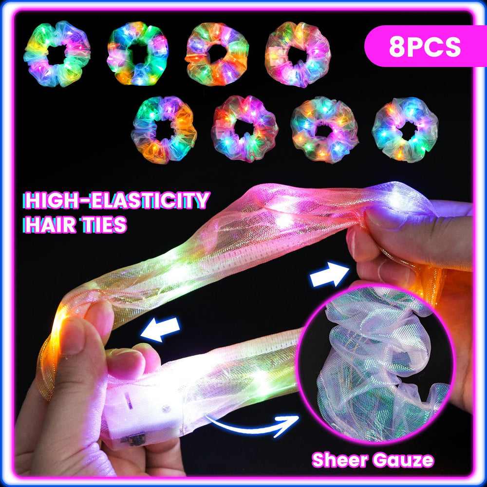 LovesTown scrunchie worn on wrist as glowing party accessory and visibility aid