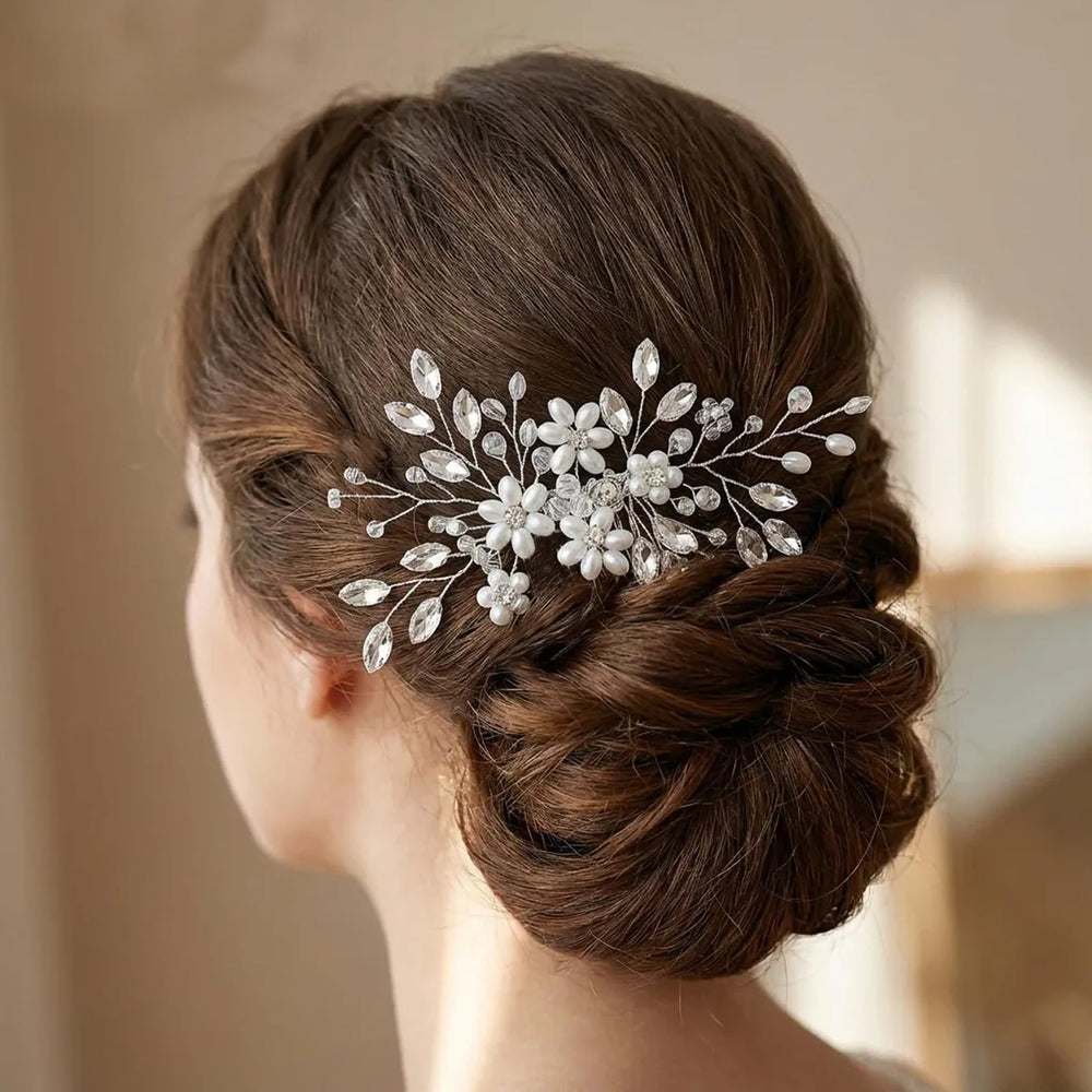 LOVFOIVER closeup of pearls and crystals highlights intricate detail