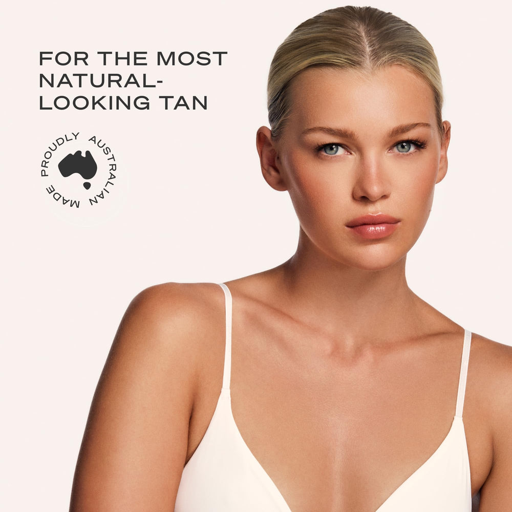 Loving Tan before and after arm comparison showing natural bronzing and visible results