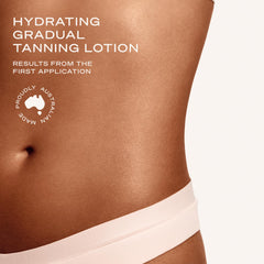 Loving Tan with applicator mitt showing effortless streak-free application
