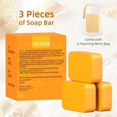 LOYATRO soap applied to face showing gentle cleansing and brightening
