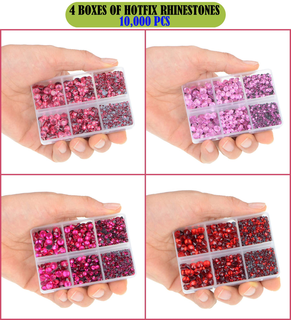 LPBeads close-up color swatch of red pink fuchsia and rose stones for accurate selection