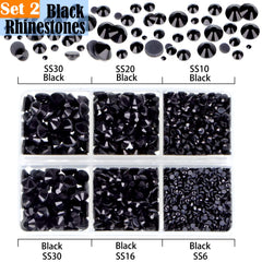 LPBeads tweezers and picking pens placed beside rhinestones for precise placement